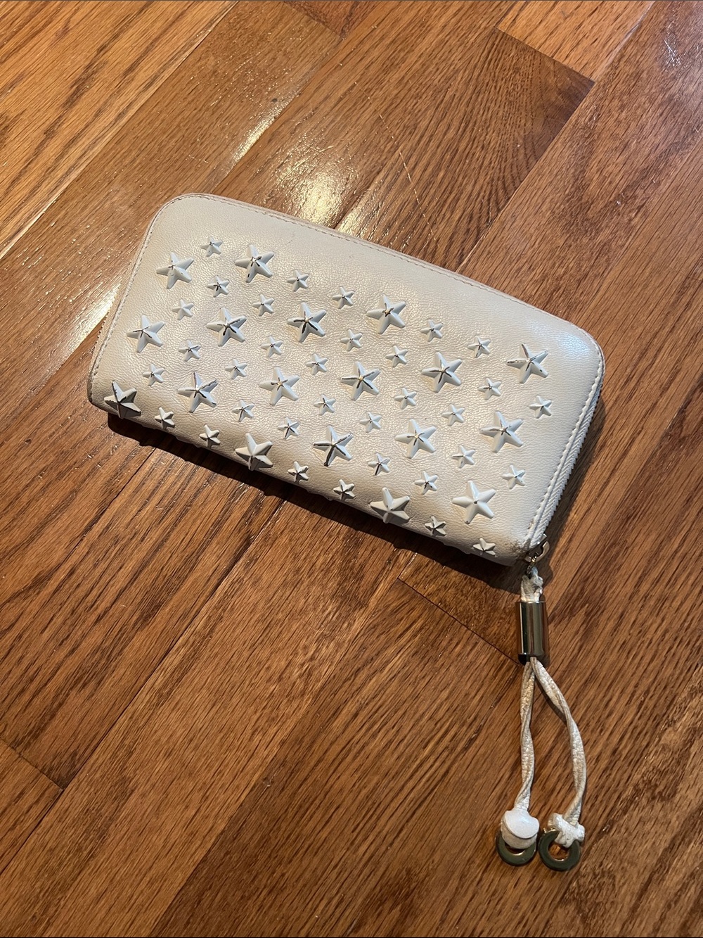 JIMMY CHOO Long Wallet Stars White Leather